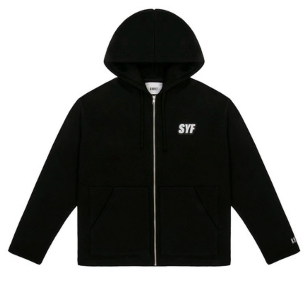KROST Black Zip Up Hoodie XL Streetwear Minimalist Luxury Heavyweight Cotton SYF - Picture 5 of 17
